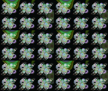 Siyah renkli çiçekler. Raster illüstrasyonu. El çizimi çiçekli soyut çizim deseni.