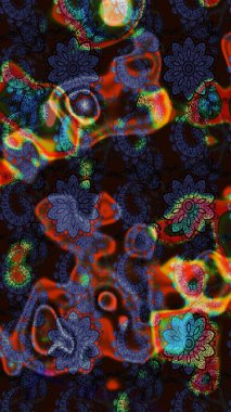 Şirin çiçekler. Raster Moda kumaş deseni. Çizgi çizimi deseni.