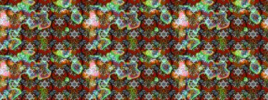 Kahverengi ve yeşil renkte kahverengi ve yeşil papatya deseni. Raster illüstrasyonu. Kahverengi ve yeşil renklerde.