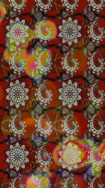 Raster deseni. Süslü kumaş deseni. Çiçekli çiçek deseni, suluboya..