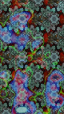 Çiçekler suluboya tarzında mavi ve yeşil renklerde. Suluboya çizim kalıbı. Çiçek izi.