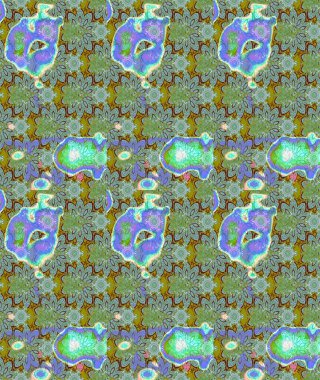 Ağaç dallı bahar çiçekleri ile desen, çiçek siluetiyle yeşil renkler. Raster deseni.