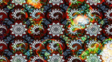 Siyah ve nötr renklerde çiçekler. Kumaş desenli papatya çiçekleri ayrıntıları.