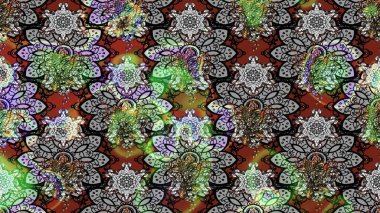 Gri ve kahverengi renkli güzel çiçekli eskiz deseni, suluboya çiçek deseni, duvar kağıdı, kart veya kumaş için fayanslı. Raster..