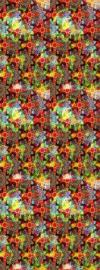 Kırmızı ve kahverengi renkte çiçekler. Raster illüstrasyonunda çiçek deseni çizimi.