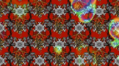 Gri ve kırmızı renkte çiçekler. Raster illüstrasyonunda çiçek deseni çizimi.