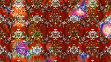 Kahverengi ve kırmızı renklerde. 3D çiçekler, eskiz. Raster illüstrasyonu.