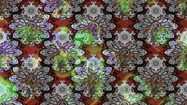 Gri ve kahverengi renkli güzel çiçekli eskiz deseni, suluboya çiçek deseni, duvar kağıdı, kart veya kumaş için fayanslı. Raster..