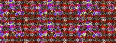 Raster illüstrasyonundaki çiçek desenli çizim. Kırmızı ve gri renkte çiçekler. Renkli Yaz Temalı eskiz kalıbı. Düz Çiçek Elementleri Tasarımı.