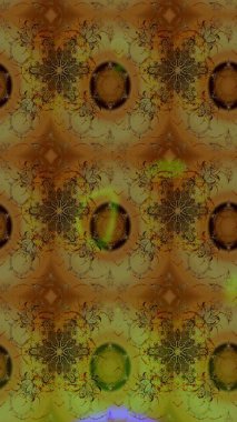 Kahverengi ve yeşil renkli çiçekler. Düz Çiçek Elementleri Tasarımı. Çiçekli çizim şekli. Renkli Bahar Teması çizim şablonu.