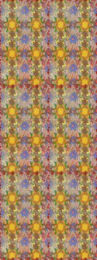 Renkli Bahar Temalı Kusursuz Arkaplan. Düz Çiçek Elementleri Tasarımı. Bej ve kahverengi renkli çiçekler. Kusursuz çiçek deseni. Raster illüstrasyonu. Asya tekstil tarzında.