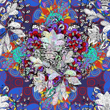 Şirin seamless modeli. Vektör çiçek arka plan. Yazdırın. Şirin kumaş deseni. Yaz tema Dikişsiz desen arka plan rengi. Düz çiçek öğeleri tasarım.