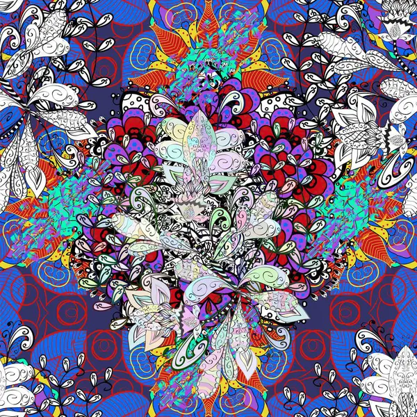 Şirin seamless modeli. Vektör çiçek arka plan. Yazdırın. Şirin kumaş deseni. Yaz tema Dikişsiz desen arka plan rengi. Düz çiçek öğeleri tasarım.