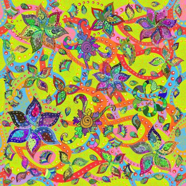 Şirin seamless modeli. Raster çiçek arka plan. Yazdırın. Şirin kumaş deseni. Yaz tema Dikişsiz desen arka plan rengi. Düz çiçek öğeleri tasarım.