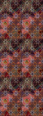 Raster çiçek desenleri çiziyor. Vadinin çiçekleri kahverengi ve bej renklerde.