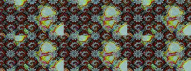 Raster illüstrasyonundaki çiçek desenli çizim. Tarafsız ve kahverengi renkte çiçekler.