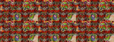 Suluboya çizim kalıbı. Çiçek izi. Suluboya tarzında kırmızı ve kahverengi renkte çiçekler.