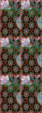 Renkli grunge, soyut arkaplanı kologri ve kahverengi çiçeklerle süslüyor. Parmak izi, kumaş, duvar kâğıdı, tekstil için raster dokusu. İşlemeli çiçek desenli..