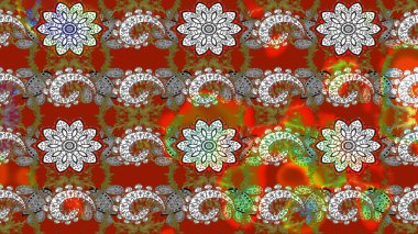 Kahverengi ve gri çiçekli eskiz deseni, suluboya çiçek deseni, sevimli çiçek, duvar kağıdı, kart veya kumaş için fayanslı. Raster - stok.