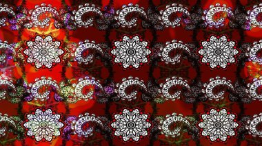 Kırmızı ve siyah renkte çiçekler. Raster illüstrasyonunda çiçek deseni çizimi.