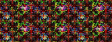 Düz Çiçek Elementleri Tasarımı. Asya tekstil tarzında. Raster illüstrasyonu. Renkli Bahar Teması eskiz kalıbı. Çiçek desenli çizim. Siyah ve kahverengi renkte çiçekler.