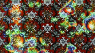 Çiçek desenli çizim. Raster illüstrasyonu. Kahverengi ve gri renkli çiçekler. Asya tekstil tarzında. Raster illüstrasyonu.