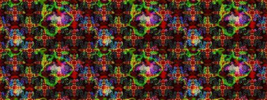 Düz Çiçek Elementleri Tasarımı. Asya tekstil tarzında. Raster illüstrasyonu. Renkli Bahar Teması eskiz kalıbı. Çiçek desenli çizim. Siyah ve kahverengi renkte çiçekler.