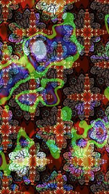 Renkli Yaz Temalı eskiz kalıbı. Modaya uygun kumaş deseni. Sevimli çiçek raster deseni. Düz Çiçek Elementleri Tasarımı.