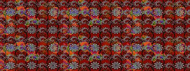 Anti-stres için soyut örnek sayfası. Raster illüstrasyonu. Kahverengi ve kırmızı renklerde.