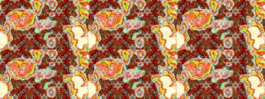 Kahverengi ve nötr renklere karalamalar çizilmiş çiçek deseni. Raster illüstrasyonu.