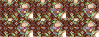 Desen, çizim, çiçek sınırı. Çiçek çelengi. Güzel, parlak, pürüzsüz kumaş, tuval. Kıvırcık, parlak örgü. Eski moda arka plan. Raster illüstrasyonu.