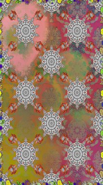 Dikişsiz desen moda kumaş desen. Sevimli çiçek elemanları. Raster Illustration. Düz çiçek elemanları tasarım. Renkli Bahar teması Dikişsiz desen arka plan.