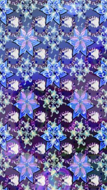 Raster stili kumaş deseni. Çiçekler suluboya çizim deseni.