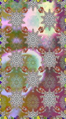 Çiçekli yaz çiçekleri. Moda baskıları için zarif bir şablon. Küçük renkli çiçekler. Kusursuz. Motley illüstrasyonu. Küçük çiçekte şirin desenler.