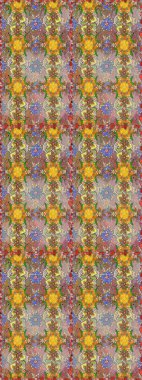 Renkli Yaz Temalı Kusursuz Arkaplan. Düz Çiçek Elementleri Tasarımı. Sevimli çiçek raster deseni. Modaya uygun kumaş deseni.