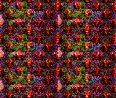 Raster illüstrasyonu. Kahverengi renklerde bahar çiçekleri. Raster çiçek desenli ve çiçekli..