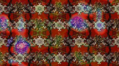 Küçük çiçekli yay deseni çiz. Suluboya tarzında kahverengi ve kırmızı renklerde. Raster illüstrasyonu.