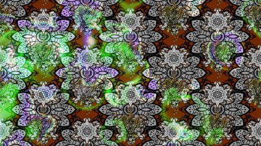 El çizimi. Güzel kumaş deseni. Çiçekler, dallar, bitkiler ve çiçekler. Raster illüstrasyonu.