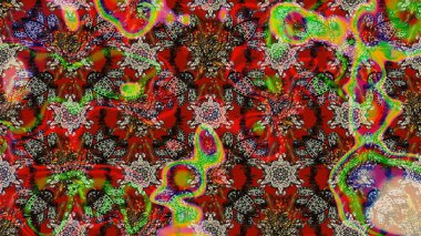 Raster illüstrasyonu. Suluboya tarzında kırmızı ve kahverengi renklerde. Küçük çiçekli bahar deseni çiz.