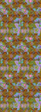 Yeşil ve kahverengi renkli güzel tekstil. Raster illüstrasyonu. Suluboya çiçekli çiçek deseni.