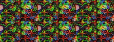 Yeşil ve siyah renkli çiçekler. Tropik çiçek desenleri. Raster illüstrasyonu.