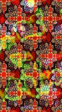 Düz Çiçek Elementleri Tasarım Raster illüstrasyonu. Kırmızı ve siyah renkte çiçekler. Renkli bahar temalı eskiz kalıbı. Çiçekli çiçek deseni, suluboya..