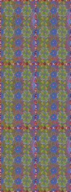 Arkaplan dokusu, duvar kağıdı, gri ve yeşil renkli çiçek teması. Soyut etnik raster kusursuz desen. Kabile sanatı boho baskısı, klasik çiçek arkaplanı.