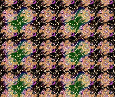 Düz Çiçek Elementleri Tasarımı. Raster illüstrasyonu. Çiçek deseni. Chichi 'nin kumaş kalıbını çiz. Renkli Bahar Teması çizim şablonu.