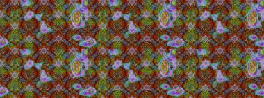 Dallı bahar çiçekleri ile desen, kahverengi ve çiçek silueti ile yeşil renkler. Raster deseni.