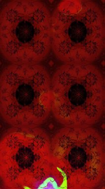 Raster illüstrasyonundaki çiçek desenli çizim. Kırmızı renkte çiçekler.