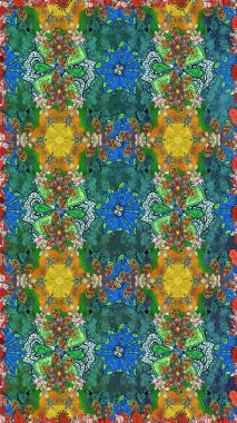 Tekrarlayan çiçek arkaplanı, zarif yeşil çiçek duvar kağıdı. Çiçek desenleri yeşil renklerde, el yapımı papatyalar, papatyalar.