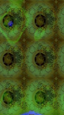 Güzel kumaş deseni. Raster illüstrasyonundaki çiçek desenli çizim. Yeşil renklerde. Raster illüstrasyonu.