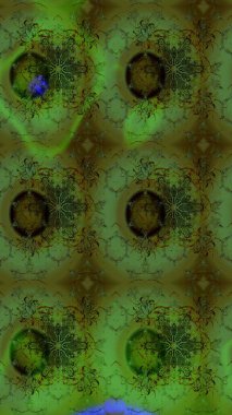 Güzel kumaş deseni. Raster illüstrasyonundaki çiçek desenli çizim. Yeşil renklerde. Raster illüstrasyonu.