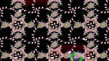 Düz Çiçek Elementleri Tasarımı. Siyah renkli çiçekler. Çiçekli eskiz çizimi. Renkli Yaz Teması çizim şablonu.